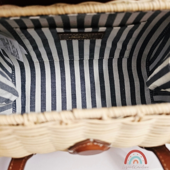 New! J. Crew Small Rattan Leather Top Handle Satchel Crossbody Bag - Picture 14 of 16